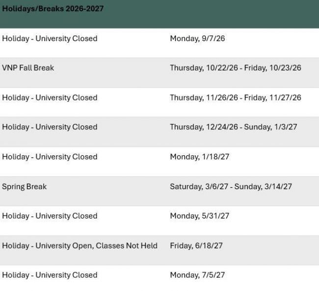 Vn 26 27 Academic Calendar Holidays Breaks