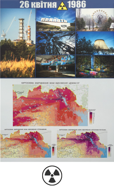 Collage of Chornobyl pictures.
