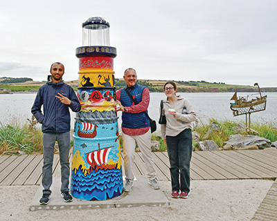 Gorgoglione with Santosh Lamichhane, CMIB PhD student, and Montserrat Bonfante, ANS undergraduate student, visiting Stonehaven after attending the international conference of the European Association of Fish Pathologists in Aberdeen, Scotland. 