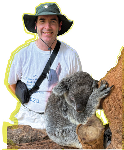 Dr. Komáromy with Koala Bear.